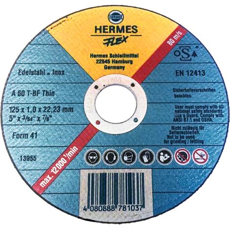 Disco da taglio Flex A60T Dritto per inox, acciai, metalli non ferrosi - Diam. 125 x 1 mm - 1 pezzo - HERMES - 6002479 (1/3)