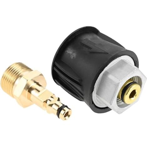 2 pièces Adaptateur haute pression pour Karcher K2 K3 K4 K5 K6 K7, Adaptateur M22 pour pistolet Karcher, Raccord de tuyau M22-14mm, Raccord rapide pour tuyau haute pression en laiton aluminium plastiq