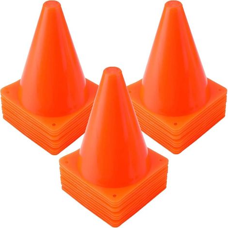 Lot de 40 cônes d'entrainement en Plastique pour activités de Plein air et événements festifs Orange 17,8 cm (1/5)
