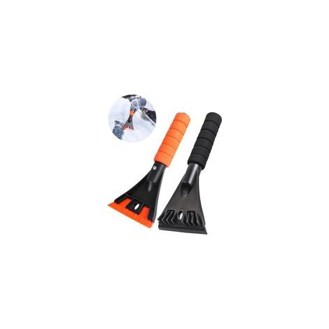 2PCS Grattoir à Glace pour Voiture, Dégivrer Les Pare-Brise et Les Vitres Pelle à Neige, Multifonctionnel Raclette Givre Antigivre avec Poignée en Mousse-Noir & Orangé (1/5)