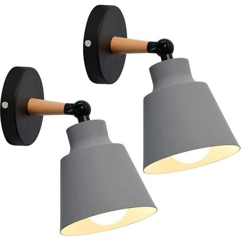 2 Packs Appliques Murales Vintages Industrielles Plafonniers Luminaires E27 en Métal Réglable Lampe Murale Interieur Rétro pour Chambre Cuisine Restaurant (pas d'interrupteur, Gris) (1/5)