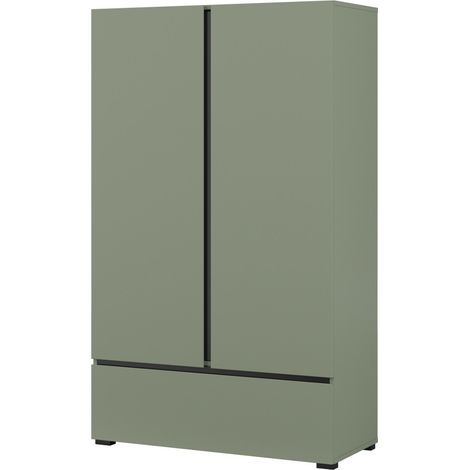 Schrank HAVANA – 2 Türen 1 Schublade – Farbe Salbeigrün und Schwarz – Modernes und kompaktes Design