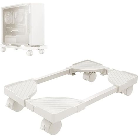 Support Tour PC sous Bureau: Support d'unité Centrale Mobile - PC Support CPU RéGlable de Grande Taille, Chariot Ordinateur avec roulettes (Blanc) (1/5)