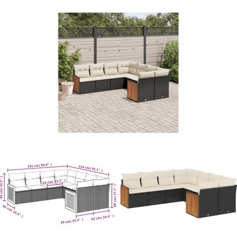 8-tlg. Garten-Sofagarnitur mit Kissen Schwarz Poly Rattan - Gartensofas - Outdoor Möbel - Lounge Set - Rattan Gartenmöbel - Gartenlounge - Home & Living (1/3)