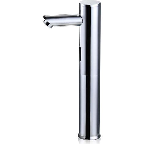 Grifo automático con sensor infrarrojo - Grifo de lavabo sin contacto - Grifo mezclador de agua fría - Grifo de baño sin contacto - Con sensor - Cromado (20 cm)