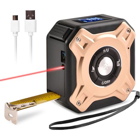 mtre Laser Ruban Laser 2 En 1, Mtre Laser Rechargeable 131 Pieds, Ruban Mesurer 5m Avec Boutons Multifonctions, Interrupteur D'unit M/in/ft, Lcd (1/5)