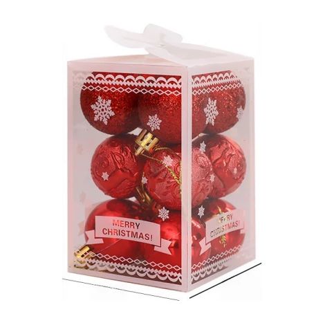 12-delige kerstornamentenset – Rode kerstballen voor in de boom (1/4)