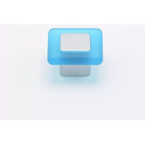 Pomolo quadrato satinato con rivestimento azzurro 36x36x21mm - 024Q Forma