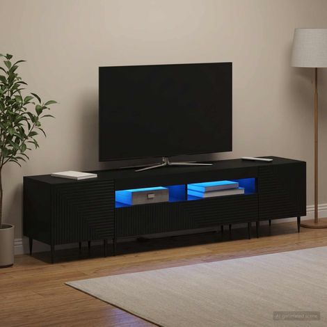 vidaXL Ensemble de 3 Meubles TV LED Noir Bois d'ingénierie (1/5)