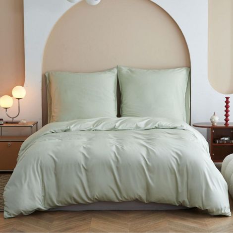 Bettwäsche-Set Bambus 220x240 cm Mintgrün mit 2 Kissenbezügen 80x80 cm
