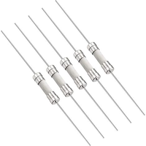 250V T2.5A 5mm x 20mm Slow Blow Fuse x 5pcs Slow Blow Time Delay Ceramic Fuse with Wire for Circuit Device Repair, [Silver] (1/4)