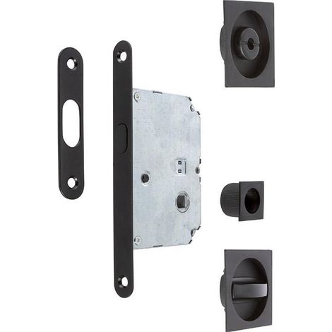 kit cierre puerta corredera cuadradas negro mat 56x56 exterior, d48 interior.