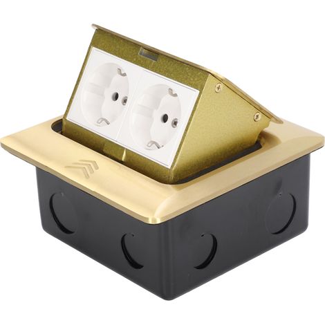 Versenkbare Bodensteckdose mit 2 Positionen, EU-Standard, drehbarer, vergoldeter Messing-Tischfuß, 16 A 250 V, Unterputzmontage (1/5)