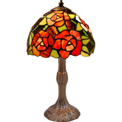Lampe de table à base de forme avec abat-jour Tiffany diamètre 20 cm Série New York