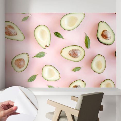 Papier peint autocollant décoratif à motifs pour salon chambre et bureau Tapete adhésif pour décoration Composition d'avocats 104x70 cm (1/5)
