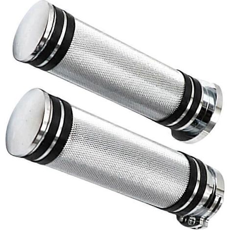 Poignées de guidon de moto 25 mm en aluminium CNC pour Harley Touring Sportster 883 1200 VRSC XL Argent (1/5)