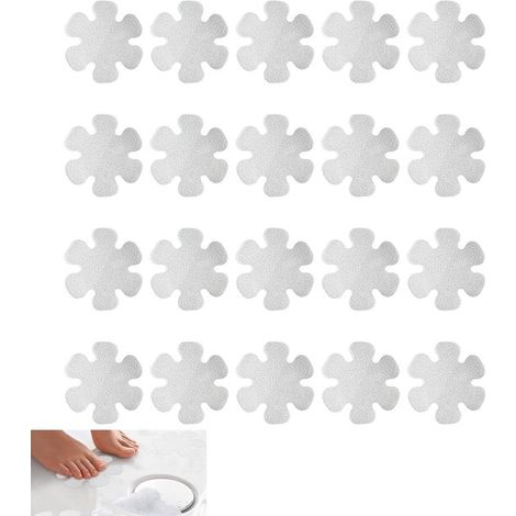 Paquete de 20 pegatinas transparentes antideslizantes con forma de flor para baño y bañera. (1/5)