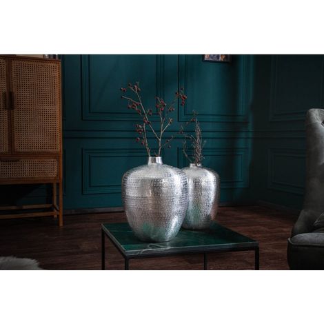 MEUBLER DESIGN Elégant Set De 2 Vases Oriental 33cm Argentés Décorés À La Main, Style , x x cm (1/5)