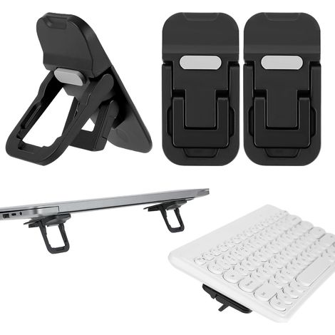 Lot de 2 Supports clavier, Alliage de zinc, Pliable, Noir, Pour ordinateur portable et tablette