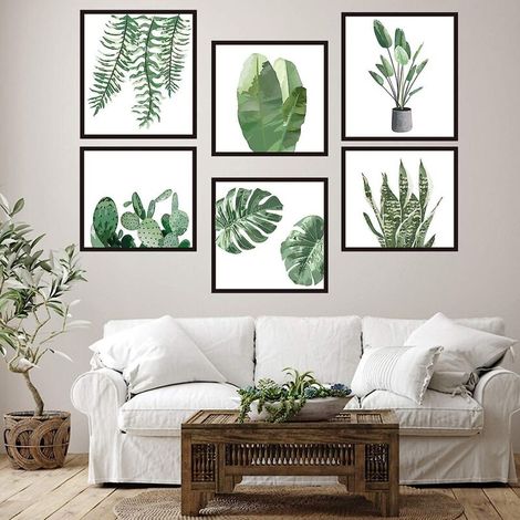 Sticker mural cadre photo plante verte - Décoration murale botanique feuille pour chambre (1/5)