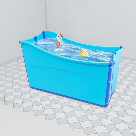 YISSALE-Faltbare Badewanne Erwachsene Kinder Mobile Wasserbadewanne Tragbare Badewanne Spa Bad Sauna Baby Swimmingpool Großraum 100 cm Blau (1/5)