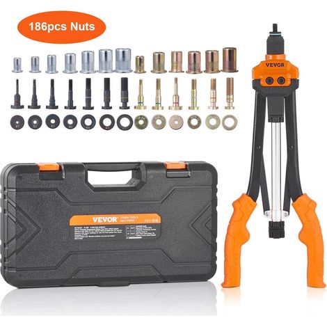 13 Mandrins et 186 Écrous Pince à Insert Fileté Riveteuse Manuelle pour Bricolage et Automobile avec Mallette DY-8807 (1/5)