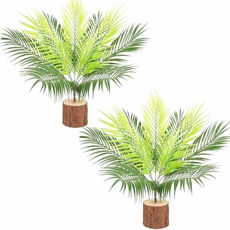 Plantes de buissons de palmiers tropicaux artificiels Plantes de verdure artificielles fausses feuilles de palmier tropical pour la décoration intérieure mariage sur la plage jungle (2Pack) Sunflower (1/2)