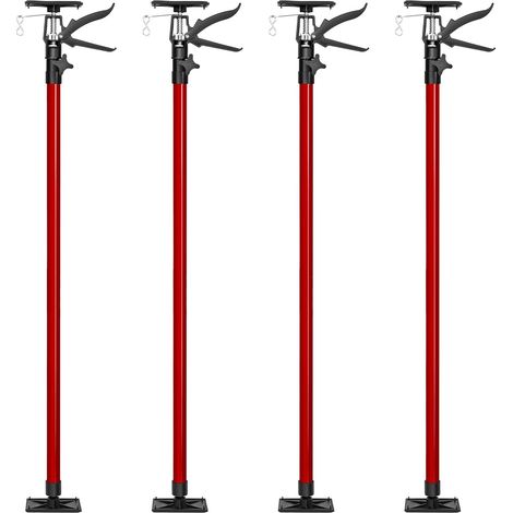 Lot de 4 Etai télescopique, Réglable 115-290 cm, Acier laqué, Charge 30 kg, Support plafond, Bricolage