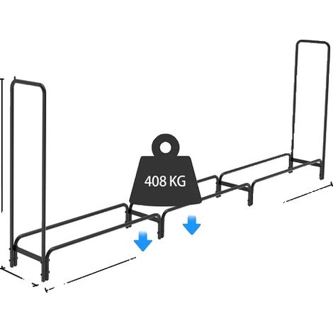 Support à bûches, construction métallique robuste, longueur ajustable, Noir 12ft (1/2)