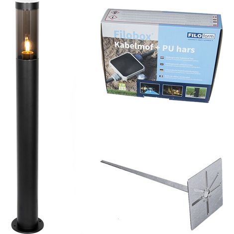 QAZQA Moderno Luz de poste exterior moderna negra 80 cm IP44 - Rox Acero /Plástico Alargada Adecuado para LED Max. 1 x 20 Watt