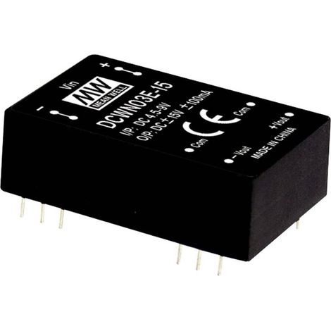 MEAN WELL DCWN03C-15 Module convertisseur CC/CC 100 mA 3 W Nbr. de sorties: 2 x Contenu 1 pc(s) Q122642 (1/2)