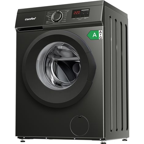Comfee – Lave-linge hublot 9 kg – 15 programmes – Vapeur – 1400 trs/min – Moteur BLDC – Classe A – Noir