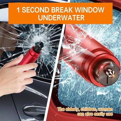 2-in-1-Notfallhammer (rot), Scheibenbrecher und Unterwasser-Sicherheitsgurtschneider (1/5)