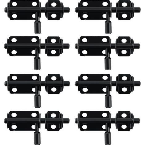 8pcs Verrou Porte Interieure, Loquet Porte Verrou Pratique, Loquet Porte Exterieur pour Armoire, Tiroir et Jardin, en Acier Inoxydable, Noir (1/5)