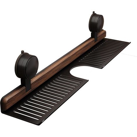 Supports de Salle de Bain et de Cuisine à ventouses en Noyer, Plateaux muraux Amovibles, Supports muraux pour lavabos sans perçage, Supports à ventouses pour Cuisine. (Noir, 40cm) (1/5)