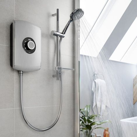 Triton Amore 9.5kW Electric Shower Brushed Steel 5 Spray Mode Handset 1.5m Hose (1/5)