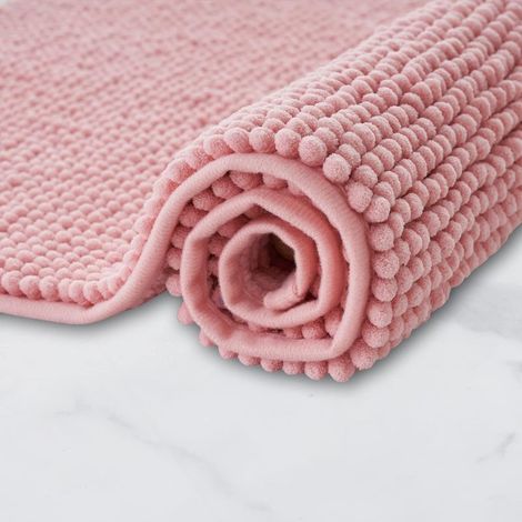 1 rosa Badematte, 50 x 80 cm, rutschfest, super saugfähig, maschinenwaschbar. Geeignet für Bad, Dusche und Badewanne. (1/4)