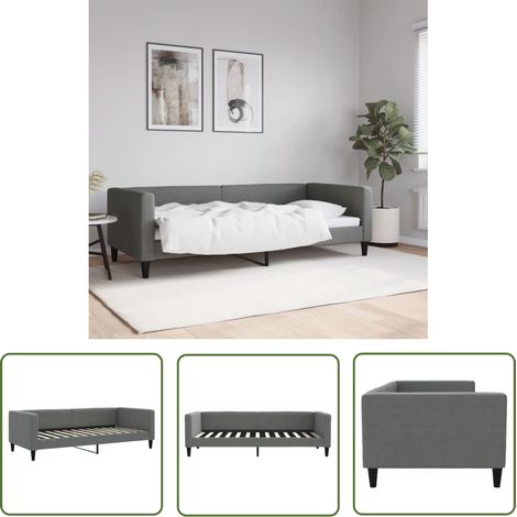 The Living Store Tagesbett Dunkelgrau 90x200 cm Stoff - Schlafsofa - Bett - Gästebett - Wohnzimmermöbel - Schlafzimmermöbel (1/5)
