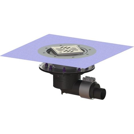 -Bodenablauf Ecoguss Pressfl. DN 50, seitl., Variofix, Designrost (1/2)