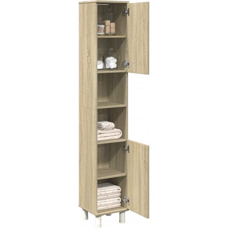 vidaXL Mobile da Bagno Rovere Sonoma 30,5x30x179cm in Truciolato