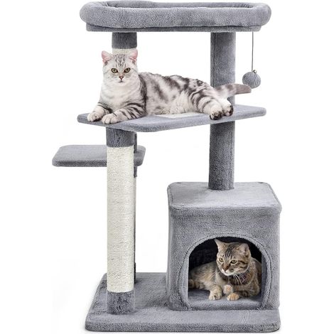 COSTWAY Árbol para Gatos de 4 Niveles, Torre para Gatos con Postes para Rascar, Plataforma Superior de Felpa, Condominio para Gatos, Área de Juegos para Gatitos, árbol de Actividad Interior (1/5)
