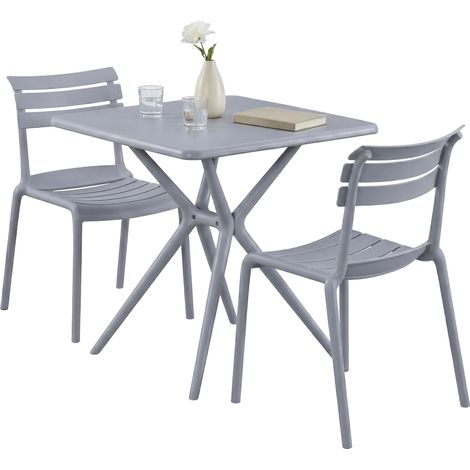 Gartenmöbel-Set Vela mit 2 Stühlen grau