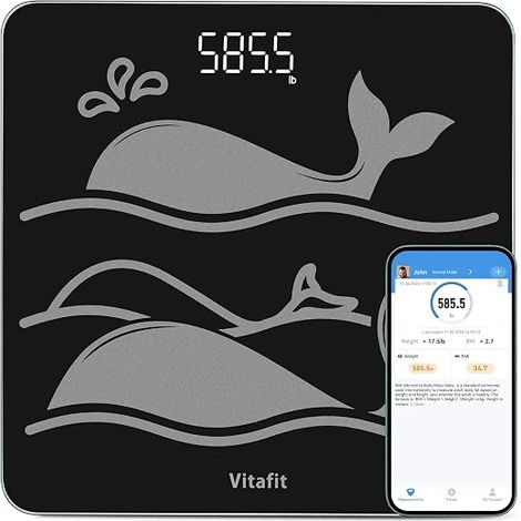 300 kg Bathroom Scales 0.05 kg, High Accuracy by Weighing Scale, Large Platform 8 mm Tempered Glass Non-Slip LED, 3 x AAA, Black (1/5)