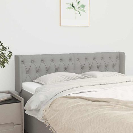 vidaXL Tête de lit avec oreilles Gris clair 163x16x78/88 cm Tissu (1/5)