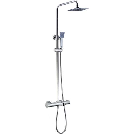 Kibath Columna Ducha extralarga termostática GAS cuadrada de 100-150 cm acabado CROMO brillo fabricado en latón (1/5)