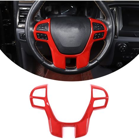 Carbon Fiber Car Steering Wheel Decorative Sticker for Ford Ranger Wildtrak 2015-2021 (Red) (1/4)