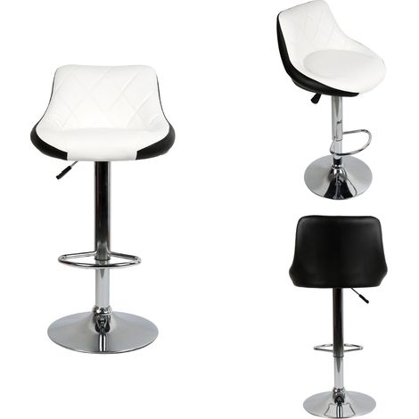2 Barhocker Set Barstuhl Kunstleder Design Barstühle Bar Hocker Stühle Weiß-schwarz