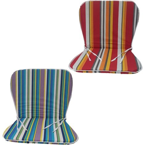 Set 4 cuscini copri sedia sdraio da giardino mare per relax piscina spiaggia prendi sole imbottito e colorato - colorigenerali: Set 4 cuscini a righe celesti (1/5)
