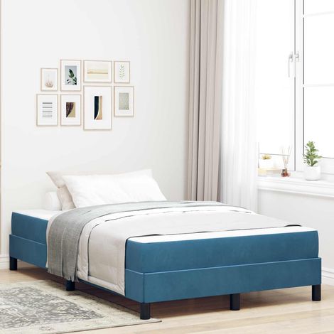 Cama tipo Box Spring con colchón Azul Oscuro 120 x 190 cm tela (1/5)