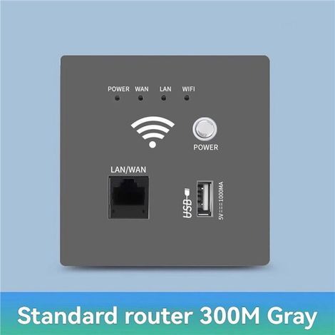 Trois routeurs WiFi 2,4 GHz 300 Mbps, répéteur WiFi sans fil AP, panneau de prise USB intelligent RJ45 intégré, routeur WiFi mural C (1/5)